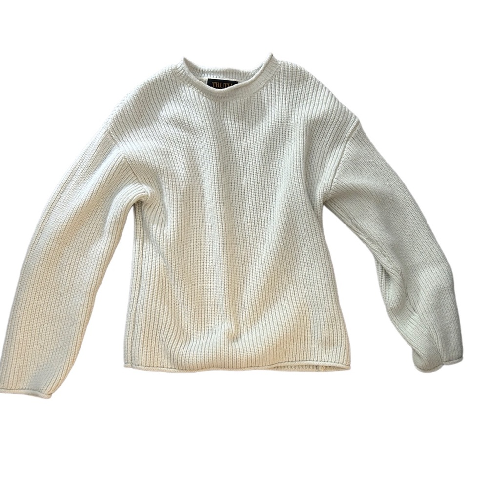 Cute Ribbed Boxy Sweater Cream